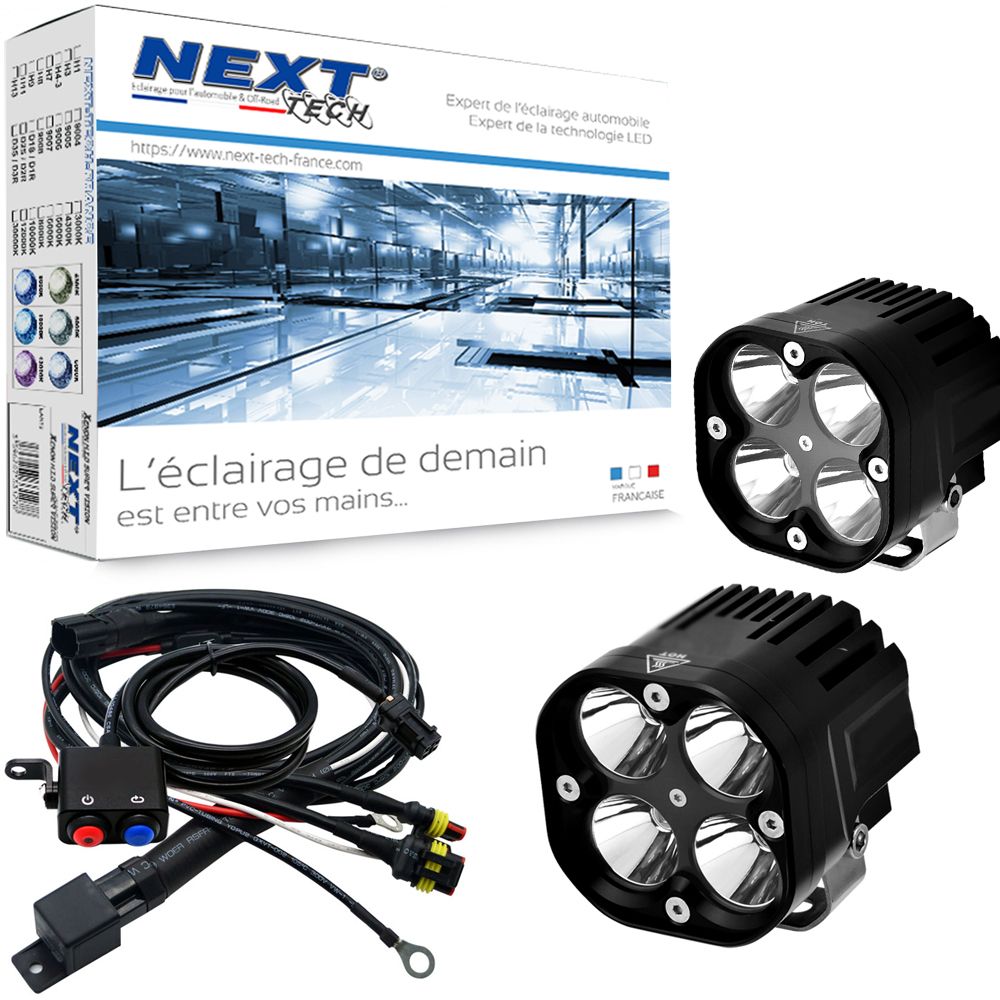 Feux LED additionnels carrés longue portée 75mm pour camion et 4x4