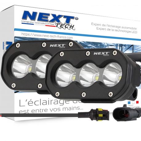 Feux LED additionnels carrés longue portée 75mm pour camion et 4x4