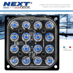 Feu de pénétration carré extra plat 12/24V 48W à 16 LED - Bleu